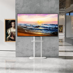 Minimalist Marble Textured Floor Tv Stand 32"-75" Strong Steel Tv Bracket Stable