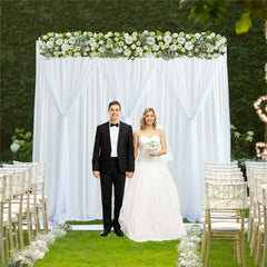 3mx6m 10ft Silk White Backdrop Drapes Curtain Wedding Ceremony Party Home Window Decor