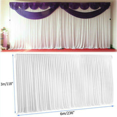 3mx6m 10ft Silk White Backdrop Drapes Curtain Wedding Ceremony Party Home Window Decor