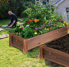 Large Rectangular Wooden Planters Garden Outdoor Flower Plant Herbs Pot Boxes