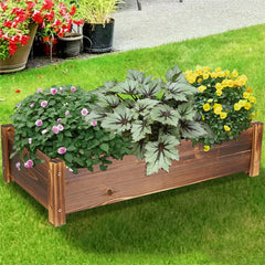 Large Rectangular Wooden Planters Garden Outdoor Flower Plant Herbs Pot Boxes