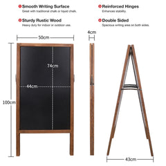 P&P Rustic Wooden Double-Sided Chalkboard Sign for Indoor & Outdoor Use