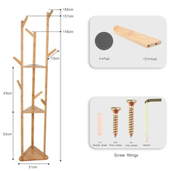 Solid Wood Floor Standing Hat Coat Jacket Hanger Storage Stand