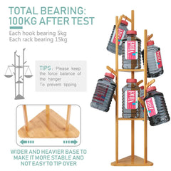 Wooden Coat and Hat Stand with 10 Hooks – Floor Standing Clothes and Umbrella Rack