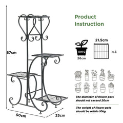 4-Tier Heavy Duty Plant Potted Stand Flower Planters Display Rack Outdoor Indoor