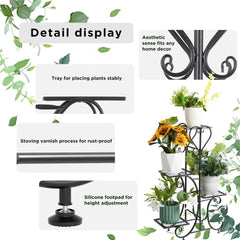 4-Tier Heavy Duty Plant Potted Stand Flower Planters Display Rack Outdoor Indoor
