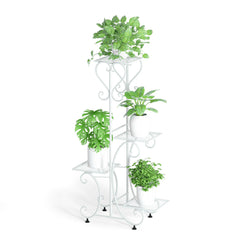 White Practical Plant Stand Wrought Iron Flower Pot Holder Corner Plant Shelf Organize