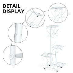 White Practical Plant Stand Wrought Iron Flower Pot Holder Corner Plant Shelf Organize