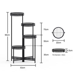 4 Tier Foldable Corner Tall Plant Stand Metal Flower Display Rack Indoor Outdoor