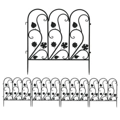 5-Piece Decorative Garden Fence Black Metal Wire Patio