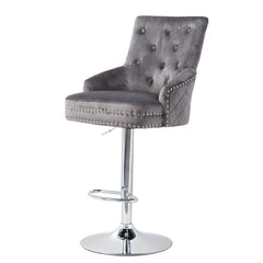 Elegant Swivel Bar Stool Velvet Airlift Counter Height Bar Kitchen Dining Chair - 1 unit