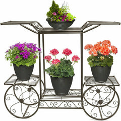 6 Tiers Garden Cart Stand & Flower Pot Plant Holder Display Rack Parisian Style