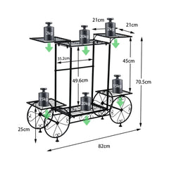 6 Tiers Garden Cart Stand & Flower Pot Plant Holder Display Rack Parisian Style