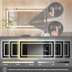 LED Bathroom Mirror with Anti-Fog & Adjustable Lighting