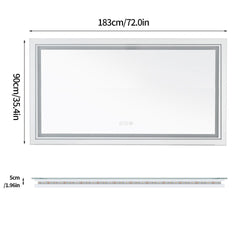 1.83M Oversize Dual Light Bathroom Mirror Super Anti-Fog Makeup Dressing Mirror