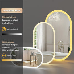 Premium Oval LED Anti-Fog Bathroom Mirror(80x50cm)
