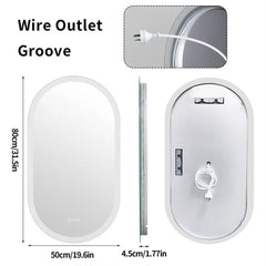 Premium Oval LED Anti-Fog Bathroom Mirror(80x50cm)