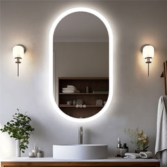 Premium Oval LED Anti-Fog Bathroom Mirror(100x50cm)