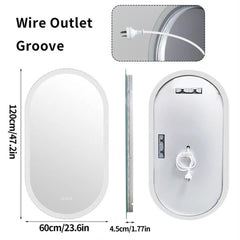 Premium Oval LED Anti-Fog Bathroom Mirror(120x60cm)