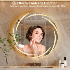 Round LED Anti-Fog Backlit Bathroom Mirror(60x60cm)