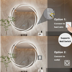Round LED Anti-Fog Backlit Bathroom Mirror(60x60cm)