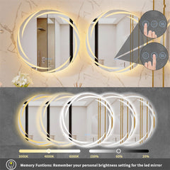 Round LED Anti-Fog Backlit Bathroom Mirror(60x60cm)