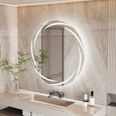 Round LED Anti-Fog Backlit Bathroom Mirror(80x80cm)