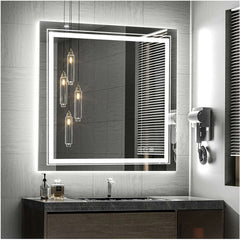 80x80cm Large Square Wall Mount Smart Led Bathroom Mirror Anti Fog Backlit Vanity Mirror