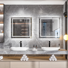 80x80cm Large Square Wall Mount Smart Led Bathroom Mirror Anti Fog Backlit Vanity Mirror