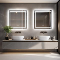 80x80cm Large Square Wall Mount Smart Led Bathroom Mirror Anti Fog Backlit Vanity Mirror