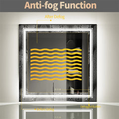 80x80cm Large Square Wall Mount Smart Led Bathroom Mirror Anti Fog Backlit Vanity Mirror