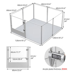 Versatile Sleek Thick Acrylic Pet Playpen Dog Puppies Run Kennel Rabbit Play Pen