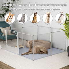 81cm Highest Acrylic Dog Whelping Pen Box Safe Aluminum Frame Pet Playpen w/ Mat