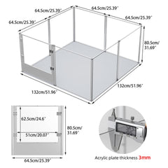 81cm Highest Acrylic Dog Whelping Pen Box Safe Aluminum Frame Pet Playpen w/ Mat