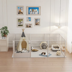 10-Piece Large Thicken Acrylic Dog Playpen Puppy Birth Fence with Waterproof Mat