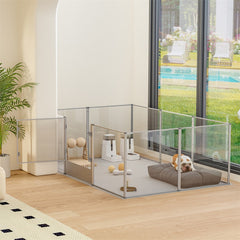 10-Piece Large Thicken Acrylic Dog Playpen Puppy Birth Fence with Waterproof Mat