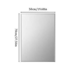 P&P Silver Rectangular Wall Mirror 50x70cm Frameless Beveled Edge Glass for Modern Rooms
