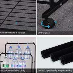 Heavy Thicken Metal Double Clothes Rail Sturdy Open Hanging Shelf Storage Rack