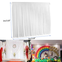 Large 3×3 m White Wedding Backdrop Curtains for Baby Shower and Birthday Decor