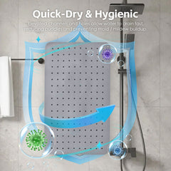 2Pack 70×40 cm Anti‑Slip Grip Shower Mat Quick‑Dry Bath Mat with 100+ Suction Cups