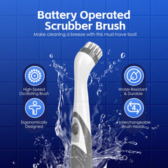 Battery Operated Scrubber Brush with 4 Interchangeable Heads