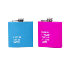 2 Pcs Stainless Steel Hip Flask (175 ml Each) – Funny Quotes, 4 Super‑Bright Colours