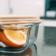 4 Pcs Large Bamboo Food Containers – Clear Glass with Bamboo Lids
