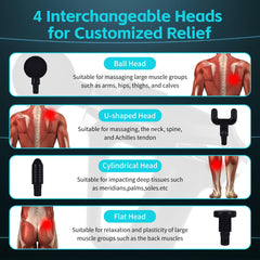 Remology Impact Therapy 6 Adaptive Speed USB-C Massage Gun with 4 Heads