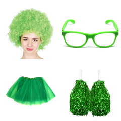 School house carnival colour celebrates kit Wig Glasses Tutus and Pom Poms - Green