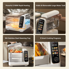 Hoper Layer Electric Food Steamer 16L Large Capacity 10 Second Start 24H Timer Independent Water Tank