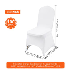 Stretch Spandex Folding Chair Covers, Universal Fitted Arched Front Cover, Removable Washable Protective Slipcovers, for Wedding, Holiday, Banquet, Party, Celebration, Dining (100PCS White)