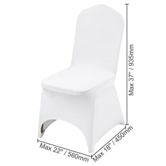 Stretch Spandex Folding Chair Covers, Universal Fitted Arched Front Cover, Removable Washable Protective Slipcovers, for Wedding, Holiday, Banquet, Party, Celebration, Dining (100PCS White)