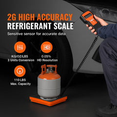 Refrigerant Scale 110 LBS HAVC Charging Recovery Freon Scale, with Wired Remote Control, 2g High Precision Electronic Digital Recovery Weight Scale with Case and Dry Battery