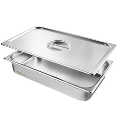 4 Pack Hotel Pans, Full Size Anti-Jam Steam Pan with Lid, 0.8mm Thick Stainless Steel Steam Table Pan, 4-Inch Deep Commercial Table Pan, Catering Storage Food Pan, for Industrial & Scientific